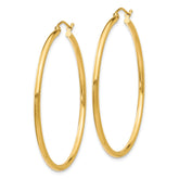 14k 2x45mm Polished Tube Hoop Earrings